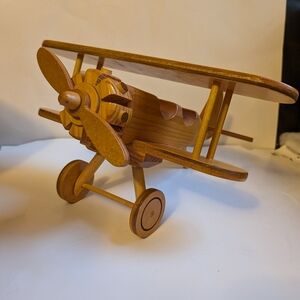 Handmade Wooden Airplane bi-plane Toy/Decoration